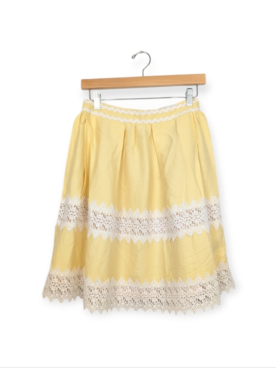 English Factory Dresses & Skirts - English Factory Skirt S Isabelle Yellow Knee Length Lace Trim